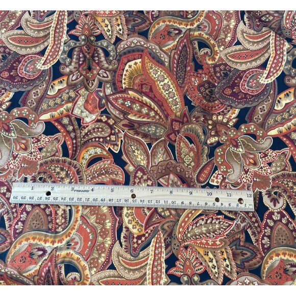Fall Colored Rust Orange Paisley Pattern Fabric Cotton Blend 44" x 60" BOHO - Picture 2 of 3